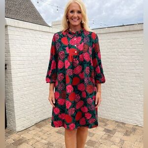 Michelle McDowell Make You Mine Floral Dress - Red and Black Size Medium NWT